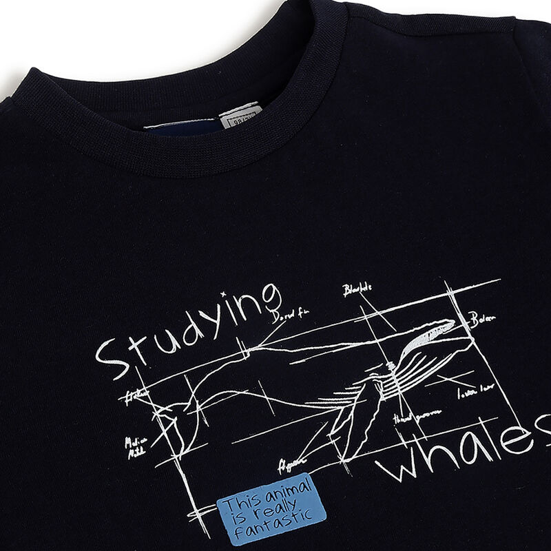 Boys Dark Blue Graphic Printed Short Sleeve T-Shirt image number 2